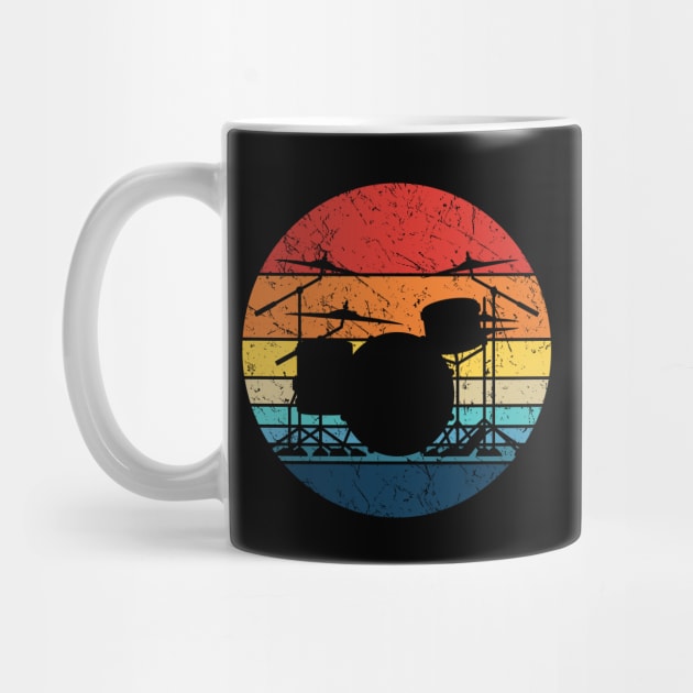 Drummer Retro Drum Set Silhouette Illustration by hobrath